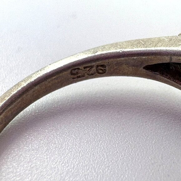 VTG Sterling Silver 925 Spiny Oyster Heart Scroll Star Shoulder Ring Size 6.5 - Picture 4 of 7